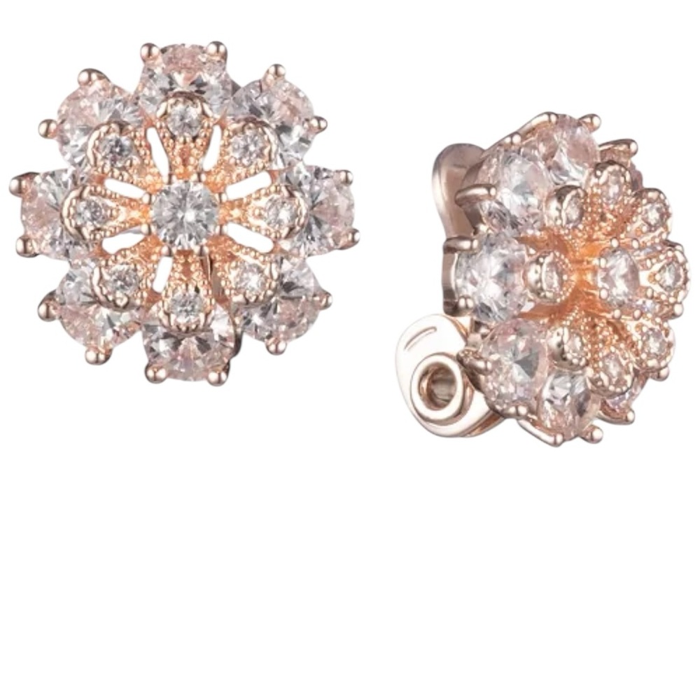 Anne Klein Gold and Pink clip-on Earrings with Intricate Design